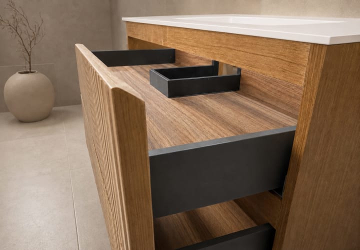 Mueble de baño Bruntec Alpes 21 encimera Solid Surface blanca Detalle 7