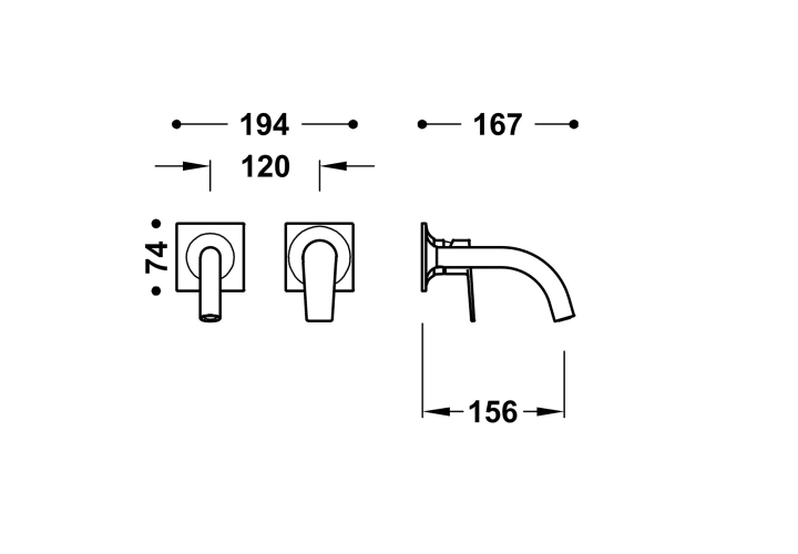 Grifo de lavabo empotrado Tres Project Croquis 13