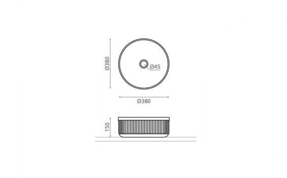 Lavabo sobre encimera Bathco Striae Croquis 3