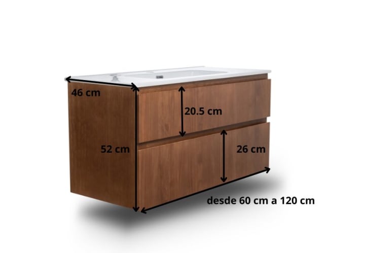 Conjunto de mueble de baño madera maciza Bruntec Alpes 17 Croquis 9