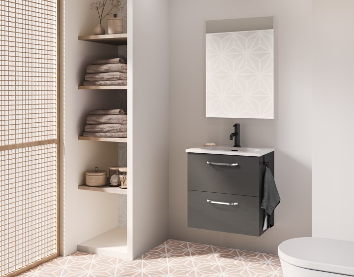 Conjunto completo mueble de baño fondo reducido 35 cm Amizuva Hone Principal 8