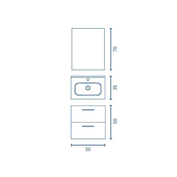 Conjunto completo mueble de baño fondo reducido 35 cm Amizuva Hone Croquis 13