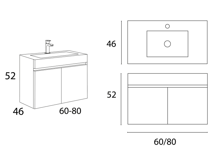 Conjunto mueble de baño Inve Río Croquis 2