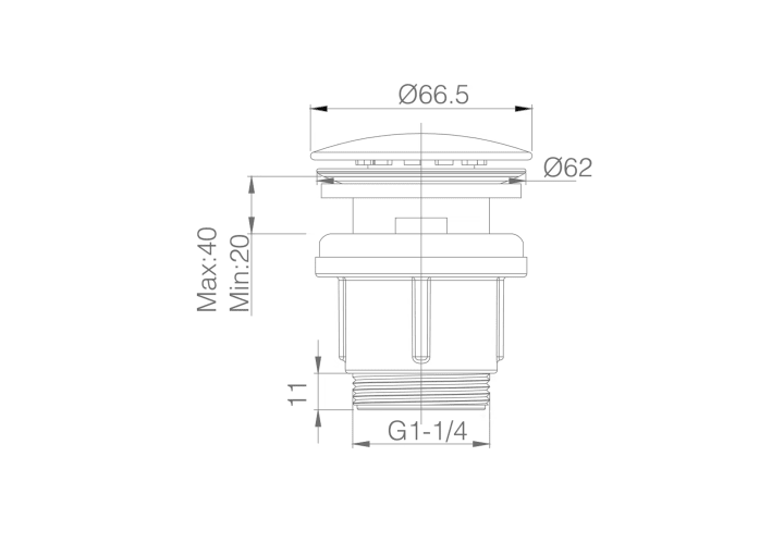 Válvula de lavabo Imex PVC click clack Croquis 5