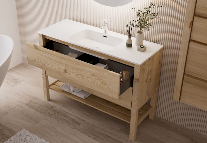 Conjunto de mueble de baño de madera maciza Bruntec Laponia Detalle 9