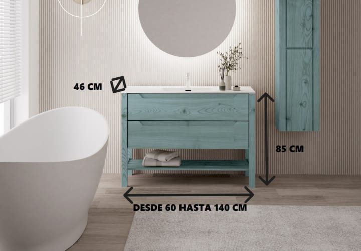 Conjunto de mueble de baño de madera maciza Bruntec Laponia Croquis 10