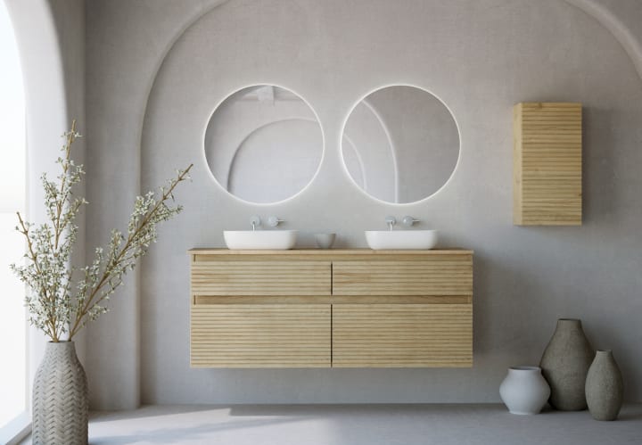 Mueble de baño con encimera de madera palilleria Horizontal Bruntec Alpes 9 Principal 1