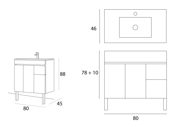 Conjunto mueble de baño Inve Río Croquis 4