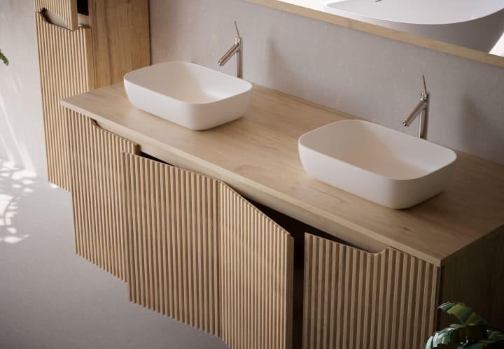 Mueble de baño con encimera de madera maciza Bruntec Alpes 15 Detalle 5