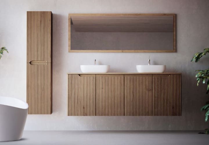 Mueble de baño con encimera de madera maciza Bruntec Alpes 15 Principal 1