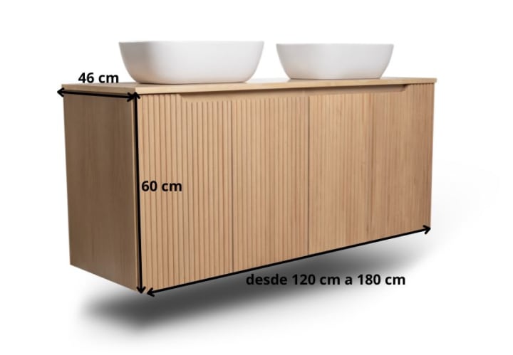 Mueble de baño con encimera de madera maciza Bruntec Alpes 15 Croquis 8