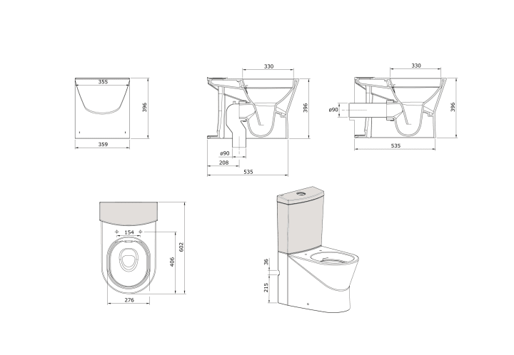 Pack inodoro + bide Unisan Sanindusa Urb.y Croquis 8