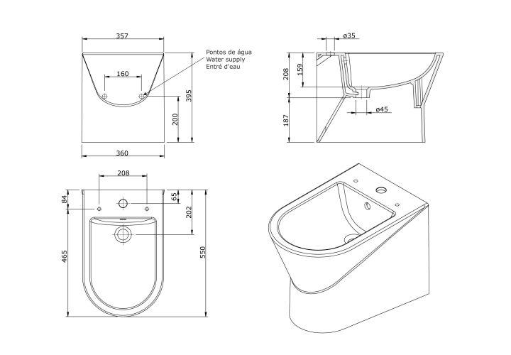 Pack inodoro + bide Unisan Sanindusa Urb.y Croquis 10