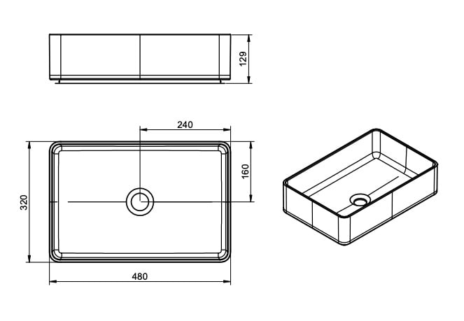 Lavabo sobre encimera Viso Quadro Croquis 2