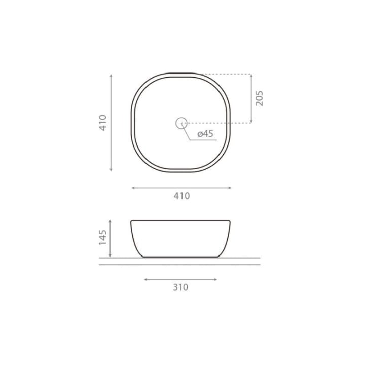 Lavabo sobre encimera Bathco Olea 41 Croquis 2