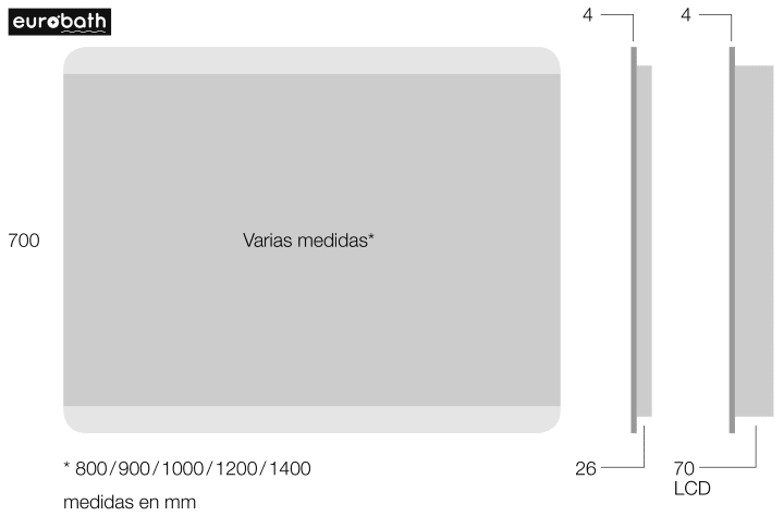 Espejo de baño con luz LED Eurobath, Bora Croquis 4