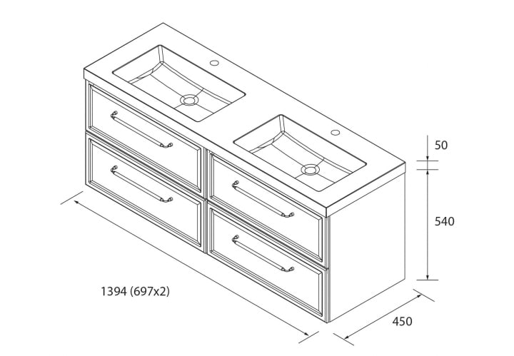 Conjunto mueble de baño Salgar Runa Croquis 17