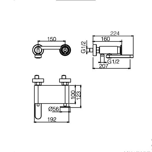 Grifo de ducha y bañera empotrado Imex Olimpo Croquis 5