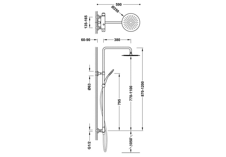 Columna de ducha Imex Flat Croquis 2