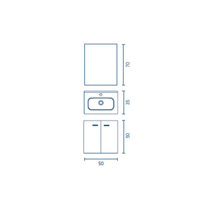 Conjunto completo mueble de baño fondo reducido 35 cm Amizuva Aneko Croquis 11