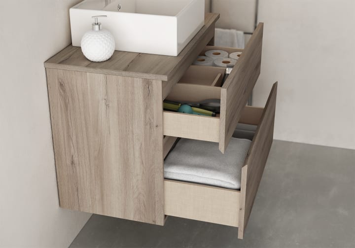 Mueble de baño con encimera de madera Bruntec Zeus Detalle 1