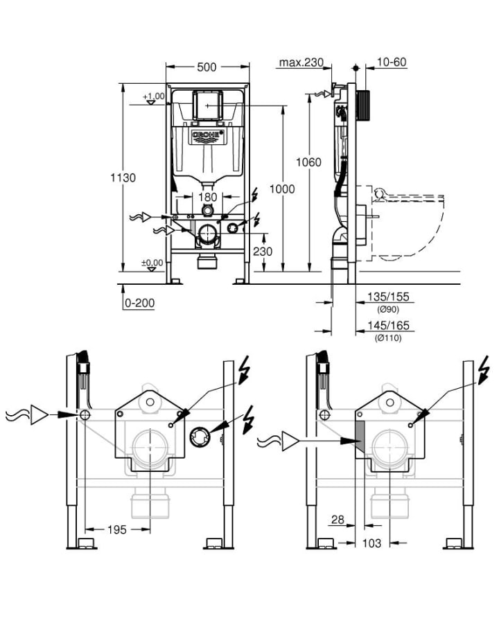 Inodoro inteligente Grohe Sensia Arena Croquis 18