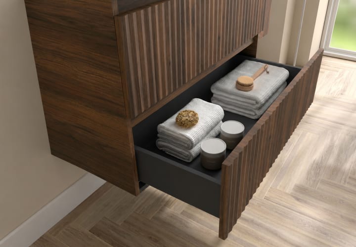 Conjunto mueble de baño Salgar Kira con lavabo sobre encimera Detalle 11