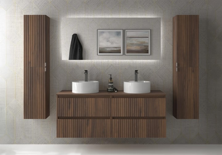 Conjunto mueble de baño Salgar Kira con lavabo sobre encimera Ambiente 15