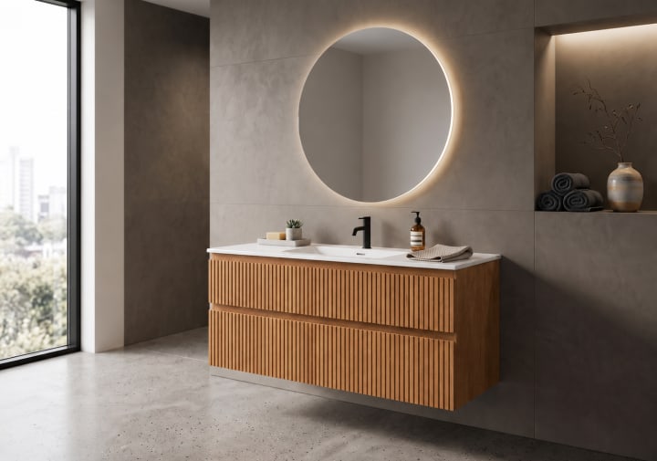 Conjunto de mueble de baño de madera maciza Bruntec Alpes Ambiente 10