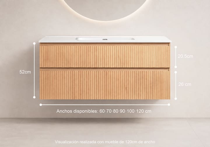 Conjunto de mueble de baño de madera maciza Bruntec Alpes Croquis 12