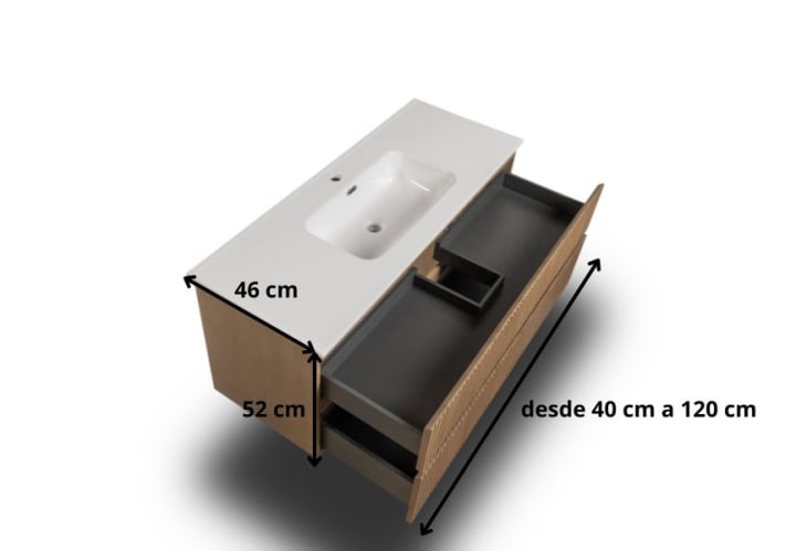 Conjunto de mueble de baño de madera maciza Bruntec Alpes Croquis 9