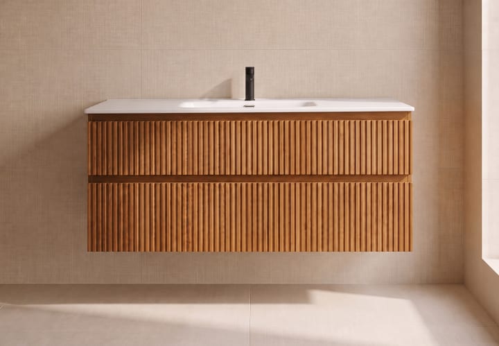 Conjunto de mueble de baño de madera maciza Bruntec Alpes Principal 1