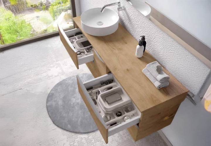 Mueble de baño con encimera de madera Coycama Landes Detalle 1