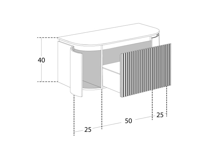 Conjunto de mueble de baño 100 cm de madera maciza de fresno con lavabo Solid Surface Bruntec Evo Curve Croquis 6