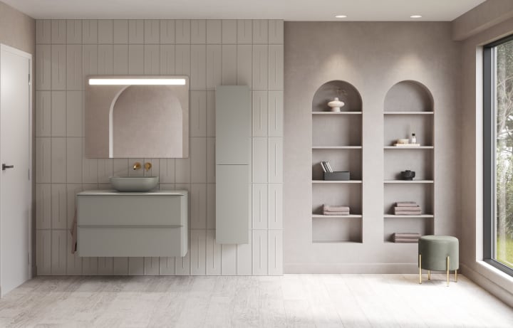 Mueble de baño con encimera arena de resina Royo Dai Top Ambiente 8