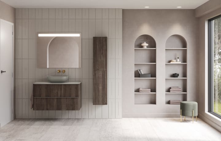 Mueble de baño con encimera arena de resina Royo Dai Top Ambiente 9