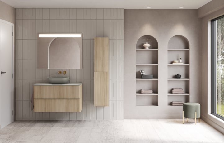 Mueble de baño con encimera arena de resina Royo Dai Top Ambiente 7