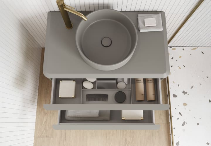 Mueble de baño con encimera arena de resina Royo Dai Top Detalle 3
