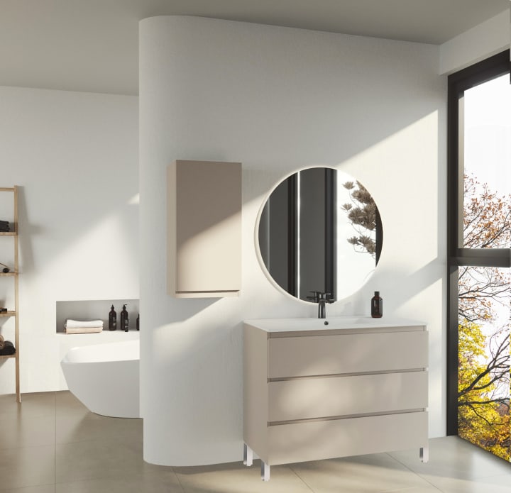Mueble de baño lacado fondo reducido 37.8 cm Bruntec Vilma Principal 2