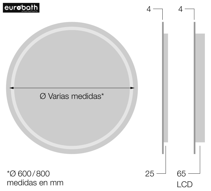 Espejo de baño con luz LED Eurobath Mallorca Croquis 2
