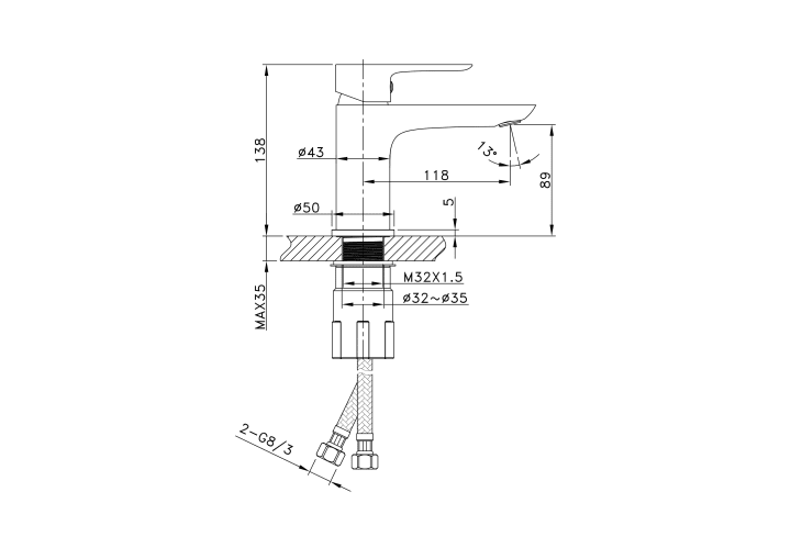 Grifo de lavabo GME Cassio Croquis 7