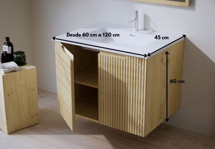 Conjunto de mueble de baño de madera maciza Bruntec Alpes 14 Croquis 5