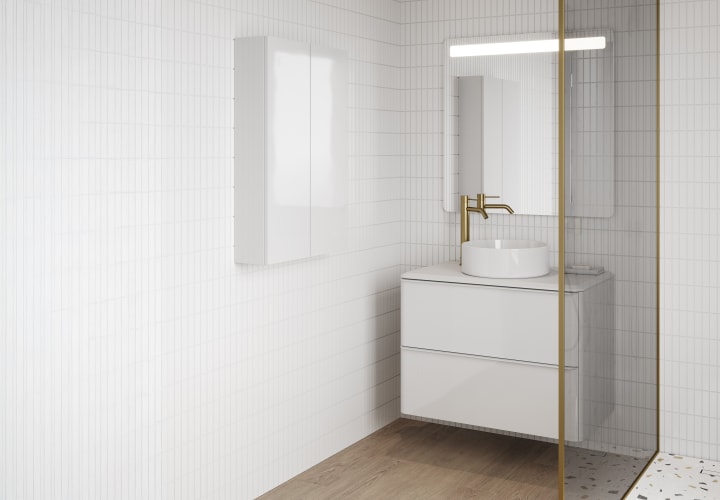 Mueble de baño con encimera blanca de resina Royo Dai Top Principal 1