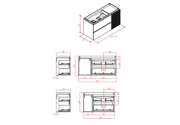 Conjunto mueble de baño Grupo Seys Lazio Croquis 3