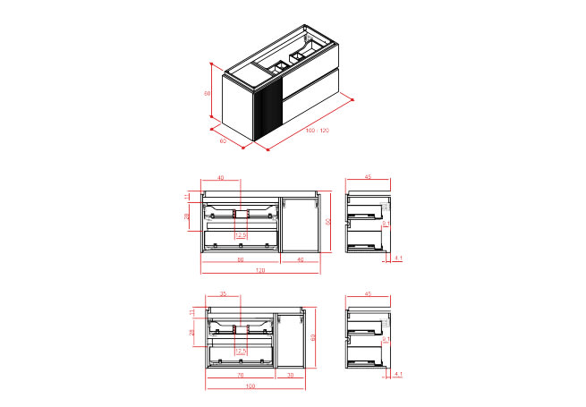 Conjunto mueble de baño Grupo Seys Lazio Croquis 4