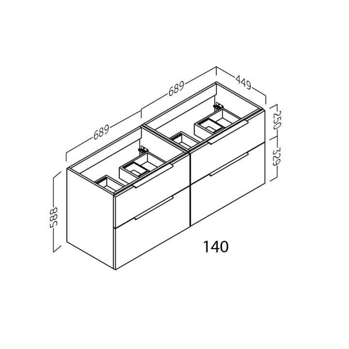 Mueble de baño con encimera de madera Galsaky Coycama Croquis 5