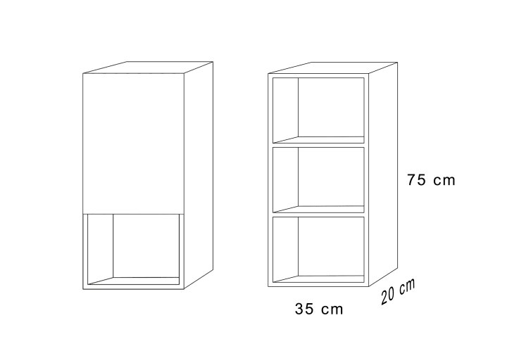 Columna de baño Bruntec Lia con 1 puerta y repisa Croquis 16