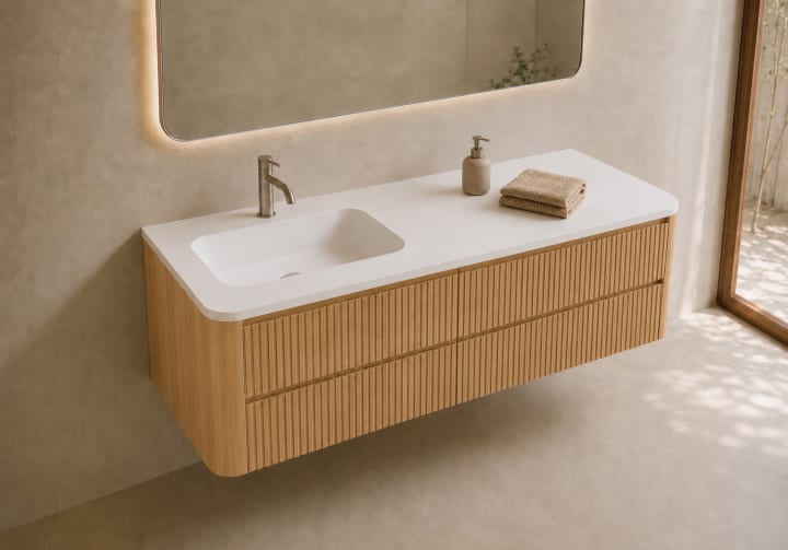Conjunto de mueble de baño con lavabo Solid Surface Bruntec Duna Detalle 10