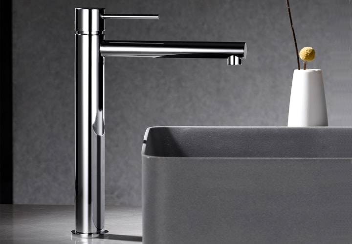 Pack Grifo de lavabo caño alto Imex Milos + Válvula click-clack Ambiente 10