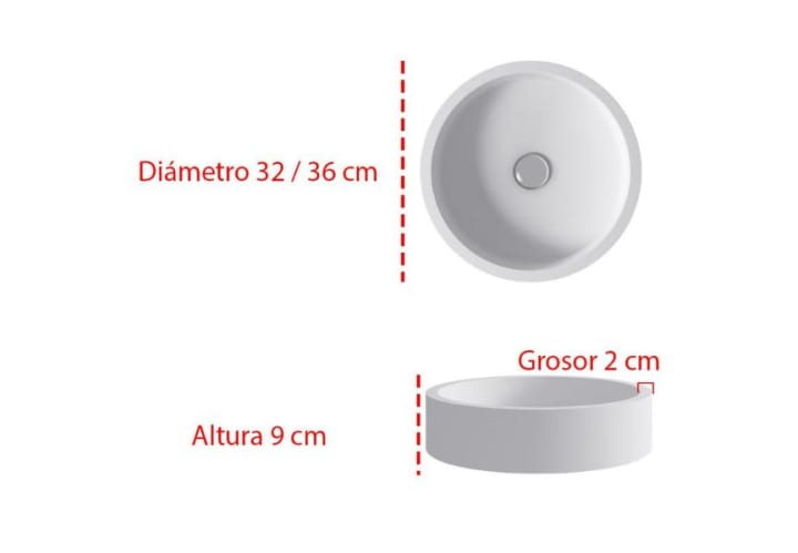 Lavabo sobre encimera Bruntec Coso Croquis 1